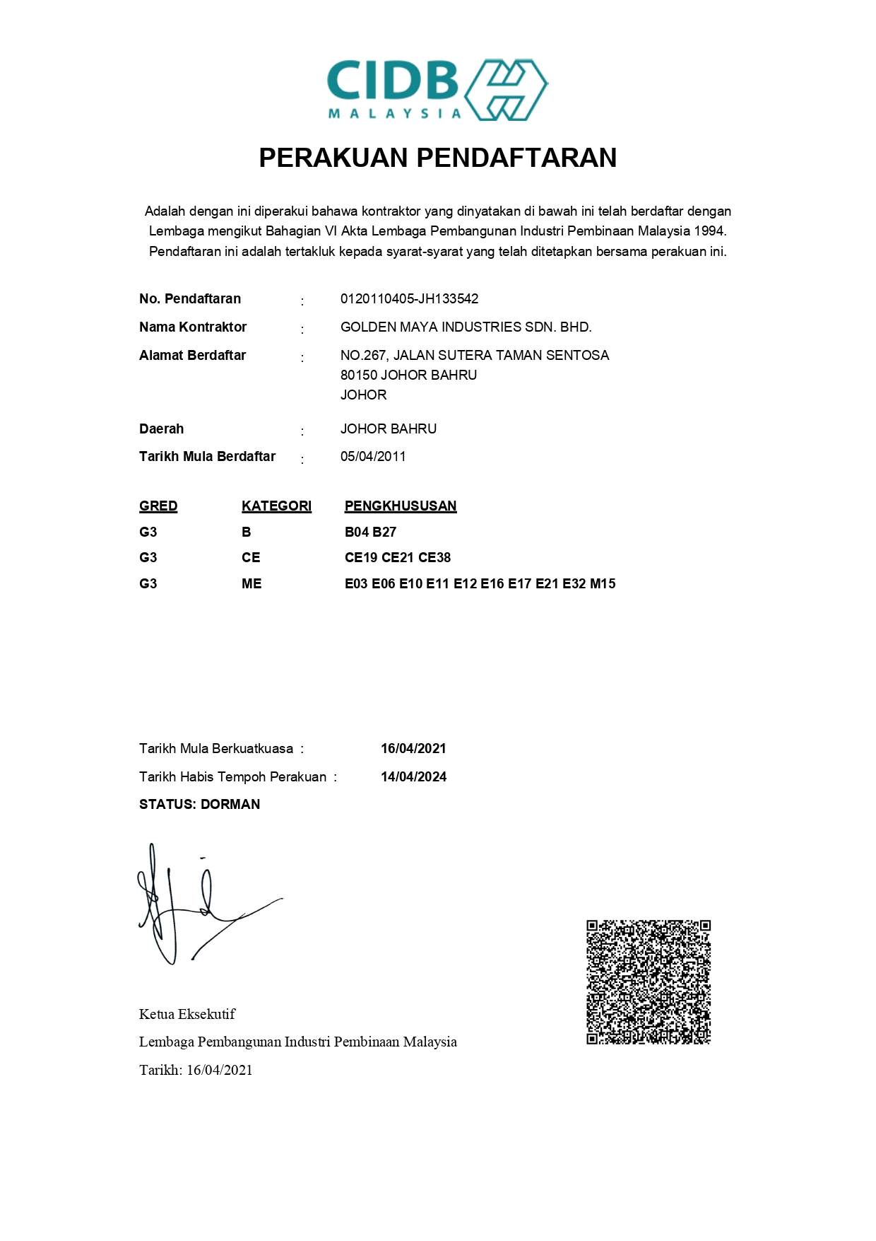 CIDB Malaysia (2021-2024) | Switchboard Manufacturer Johor Bahru (JB) | Outdoor Feeder Pillar Supply Johor Bahru (JB) | LV Switchboard Manufacturing Johor Bahru (JB)